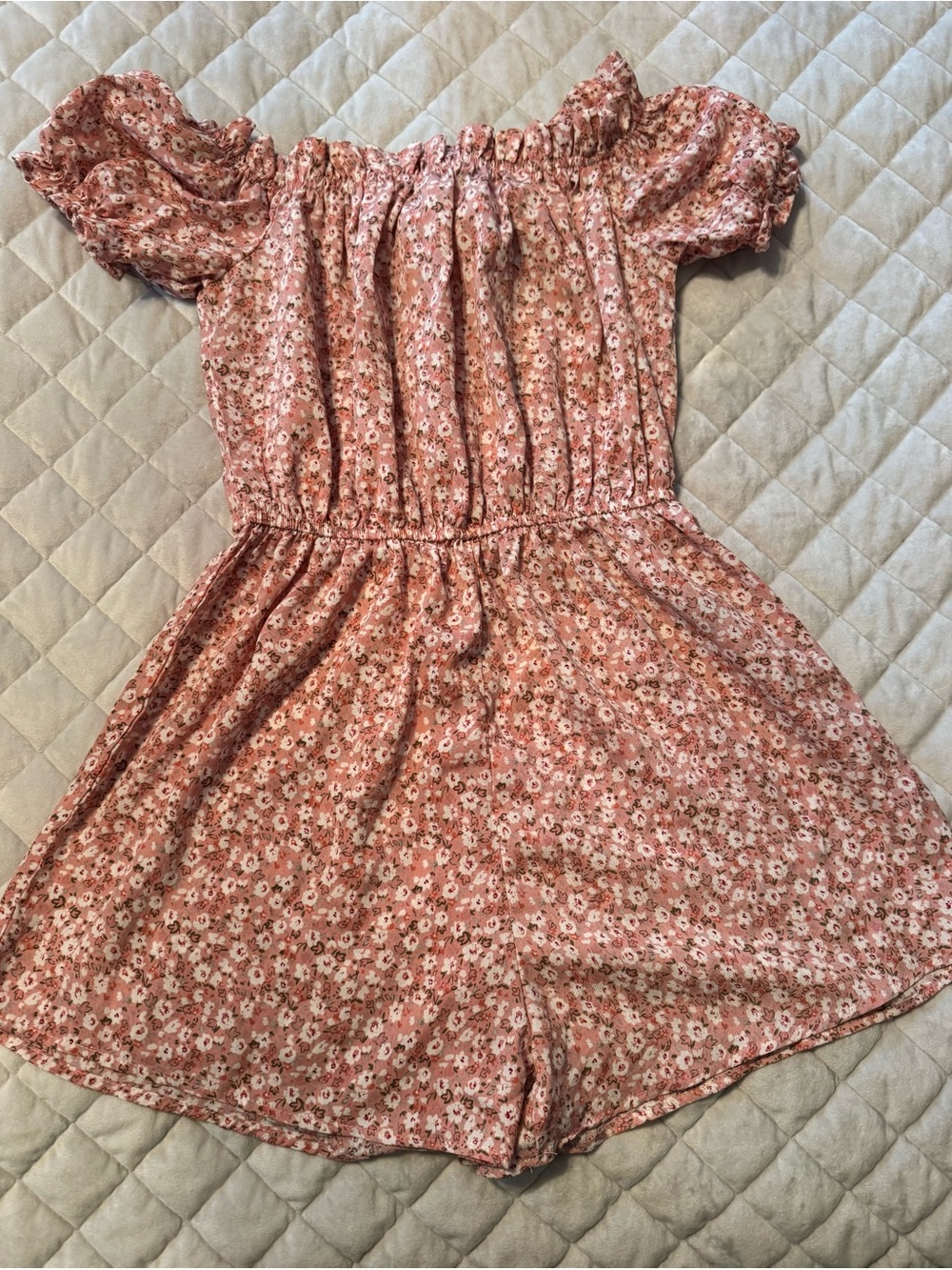 SHEIN Pink Floral Off-Shoulder Romper